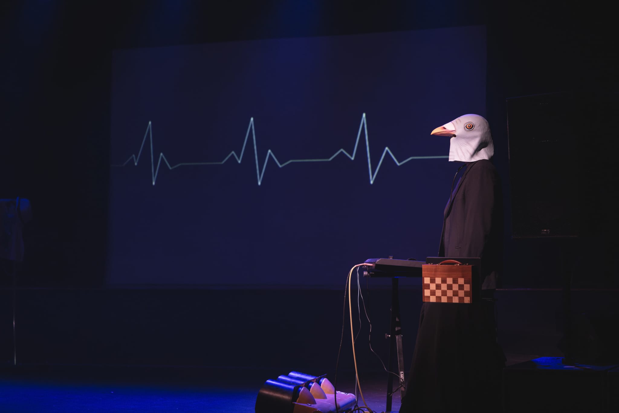 Rita Alves com máscara em performance